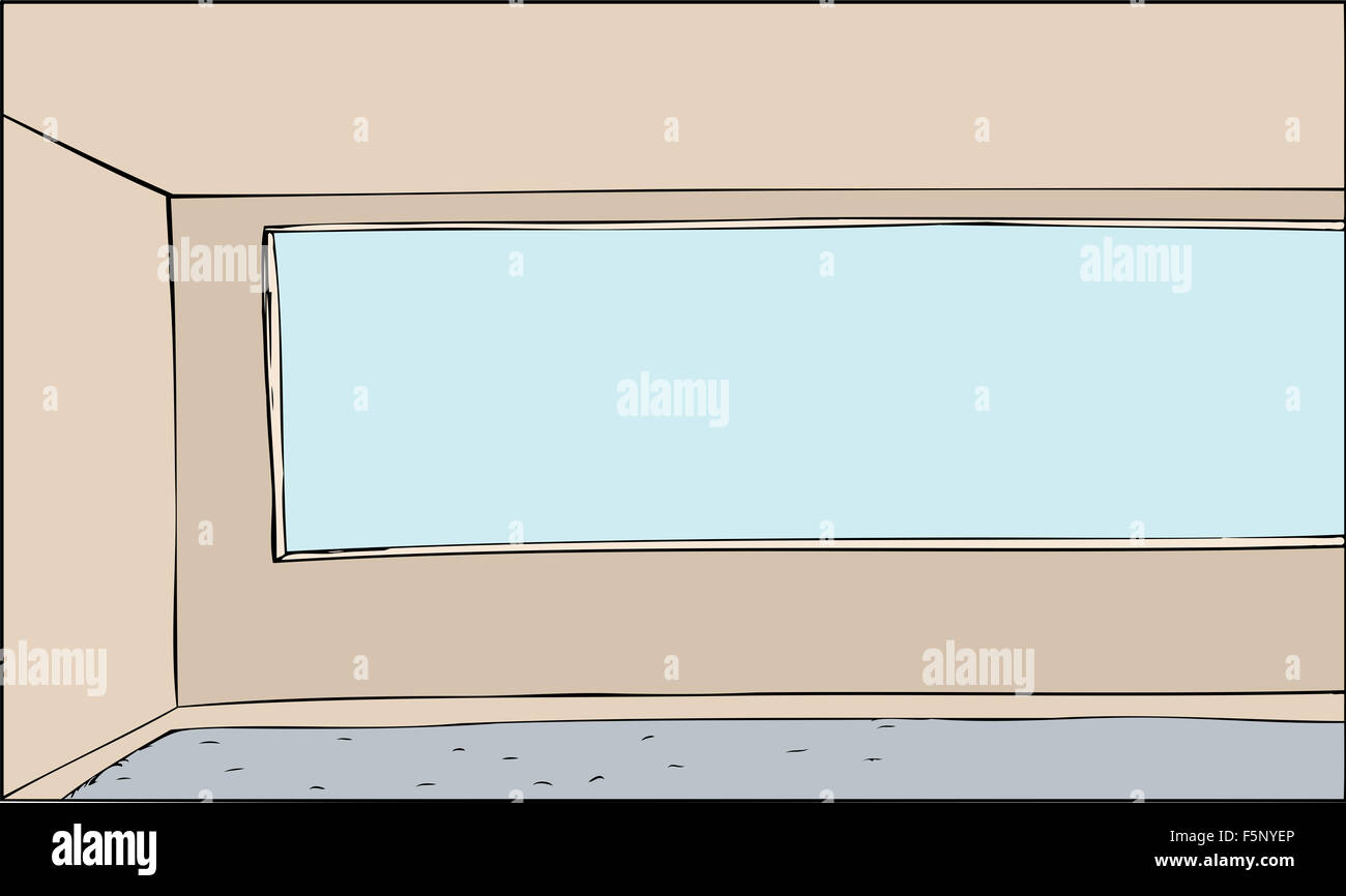 Cartoon background of room with large wide window Stock Photo - Alamy