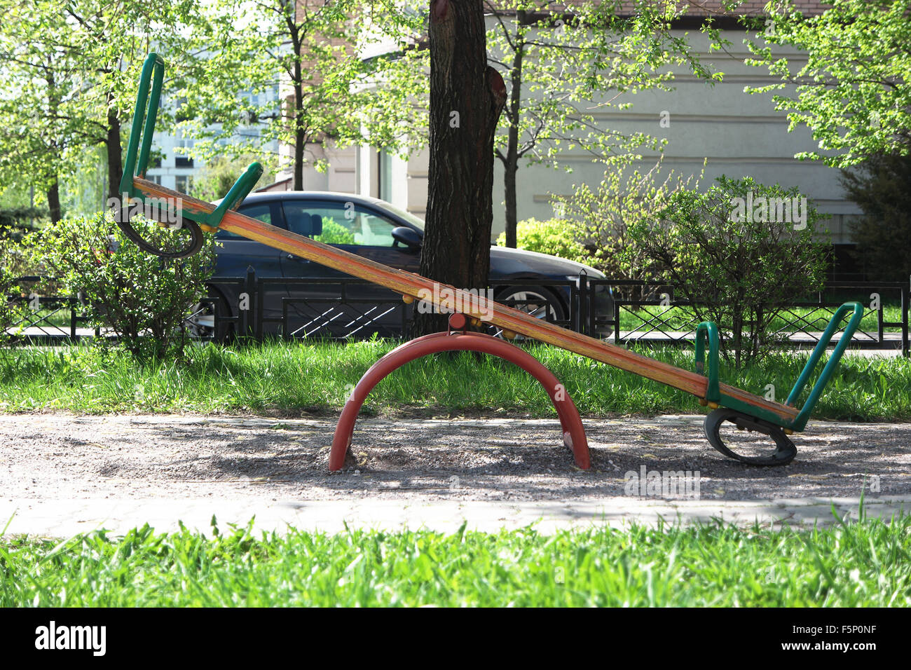 Seesaw on playground side view Stock Photo
