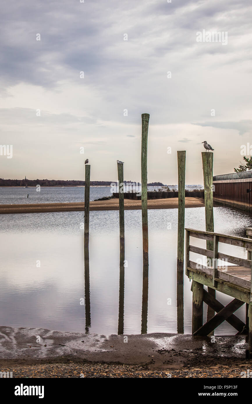 Pilings on the Raritan Bay in New Jersey Stock Photo Alamy
