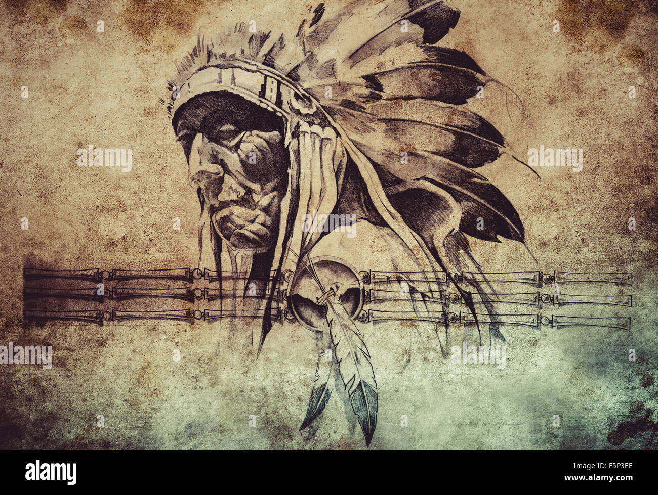native American Western Indian Art Artwork Painting People Warrior 