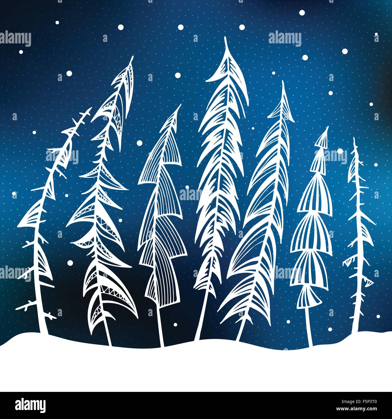 Christmas trees in snow forest Stock Vector Image & Art - Alamy