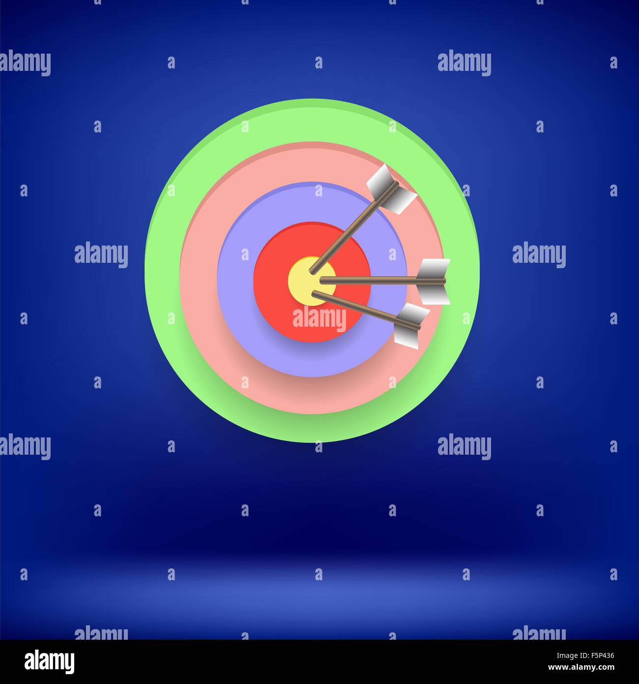Arrow Hit Right on Target. Achieving Goal Stock Photo