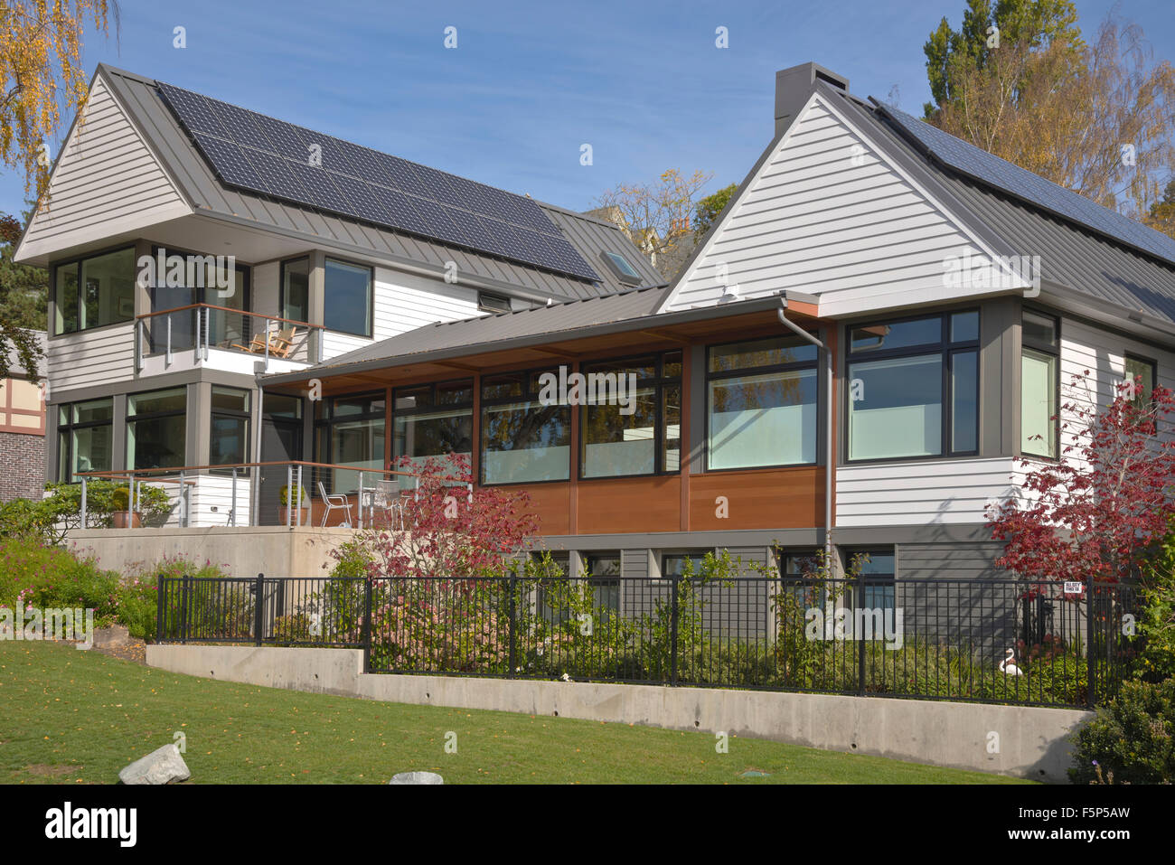 Solar panels on houses in Seattle Washington Stock Photo Alamy
