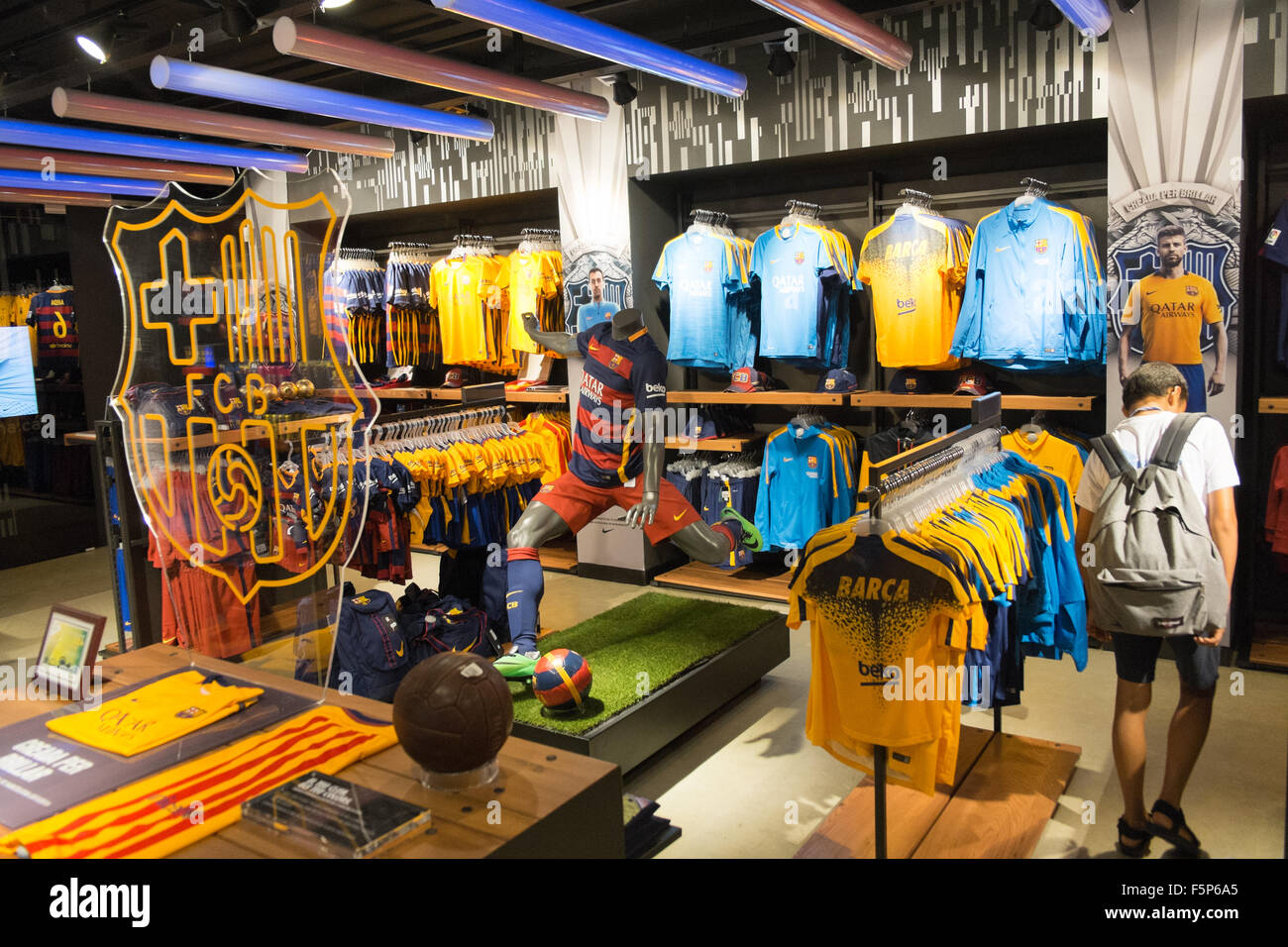Official Barcelona Club shop,outlet at at Sants high-speed,TGV, station,Barcelona,Catalonia,Spain Stock Photo - Alamy