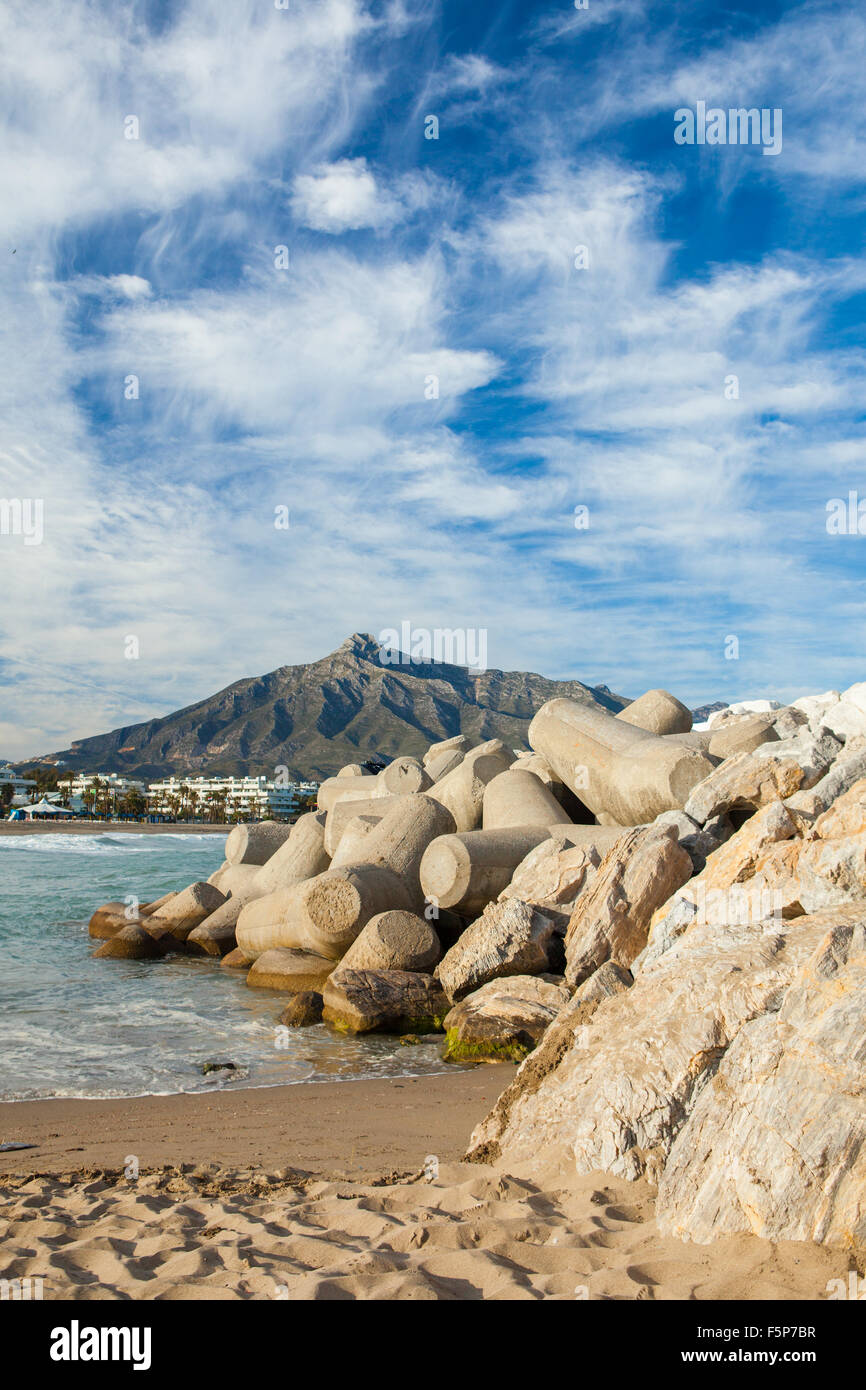 A view of La Concha Mountain on he Costa del Sol, Spain looking from