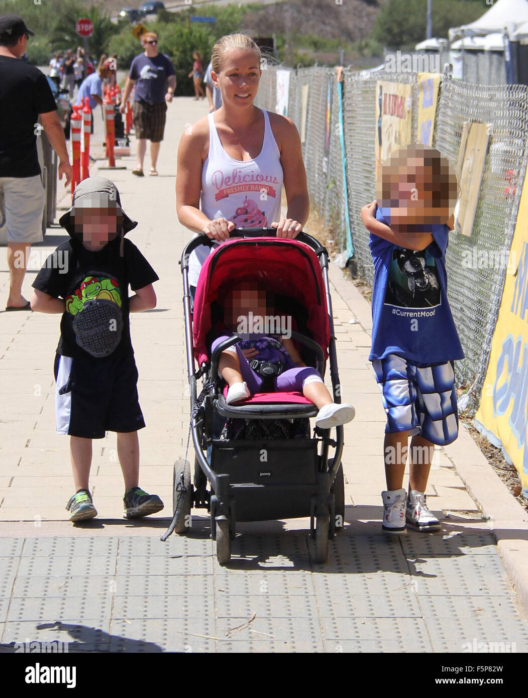Former Playboy model Kendra Wilkinson out and about in Malibu with her children  Featuring: Kendra Wilkinson, Hank Baskett IV, Alijah Mary Baskett Where: Los Angeles, California, United States When: 06 Sep 2015 Stock Photo