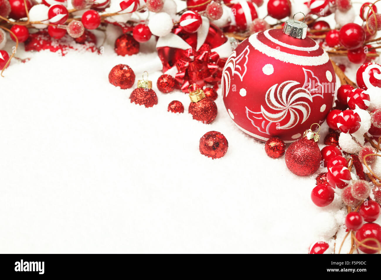 Red and white Christmas decoration background Stock Photo