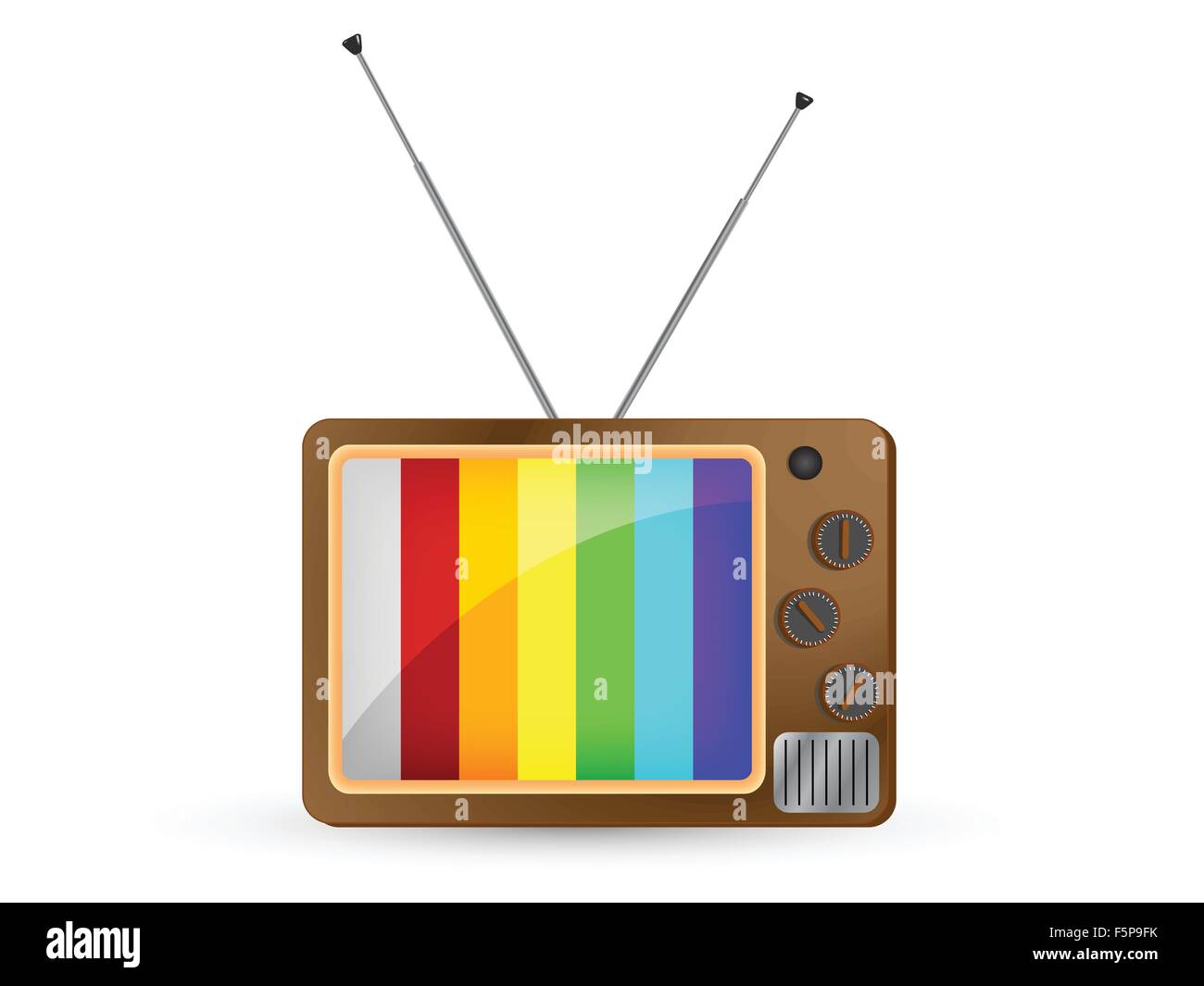 Retro Television with Rainbow Screen on white background, Vector, EPS10 Stock Vector