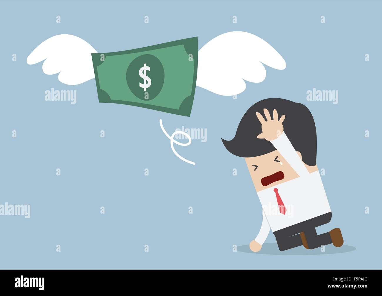 Money is flying away from sadness businessman, VECTOR, EPS10 Stock Vector