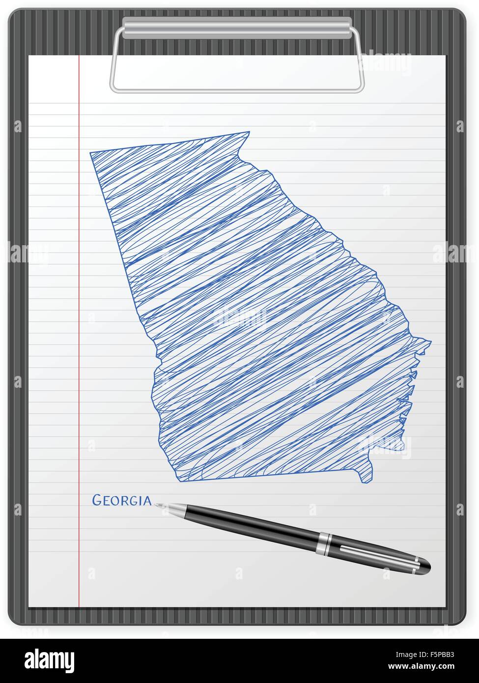Clipboard with drawing Georgia map. Vector illustration. Stock Vector