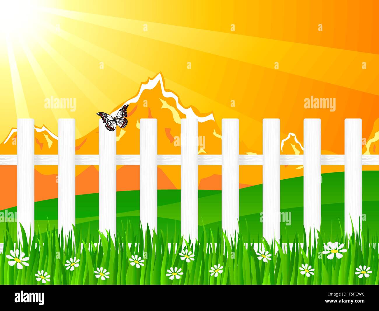 Beautiful rural landscape view. Vector illustration Stock Vector Image ...