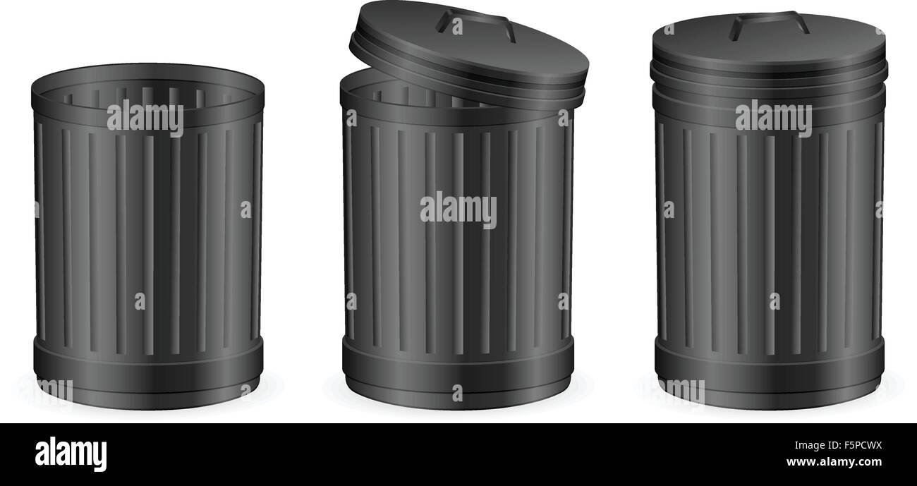Trash can set on white background. Vector illustration Stock Vector ...