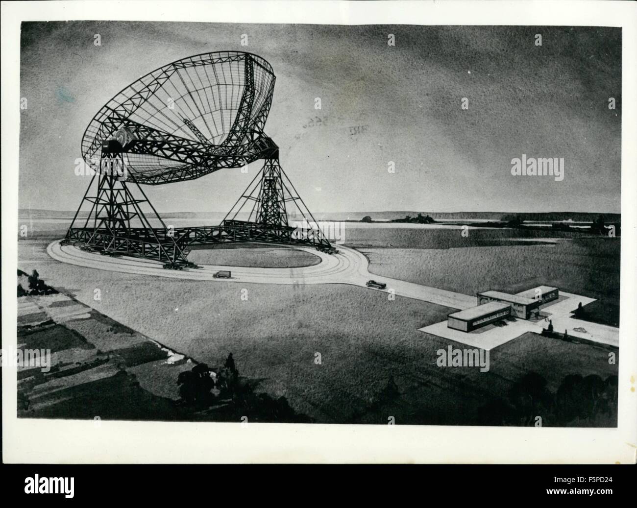 1980 - World largest steerable radio telescope An artist impression of the  radio telescope now being built for Manchester University by Messra Husband  & Co. of Sheffield, at Jodrell Bank Experimental Station