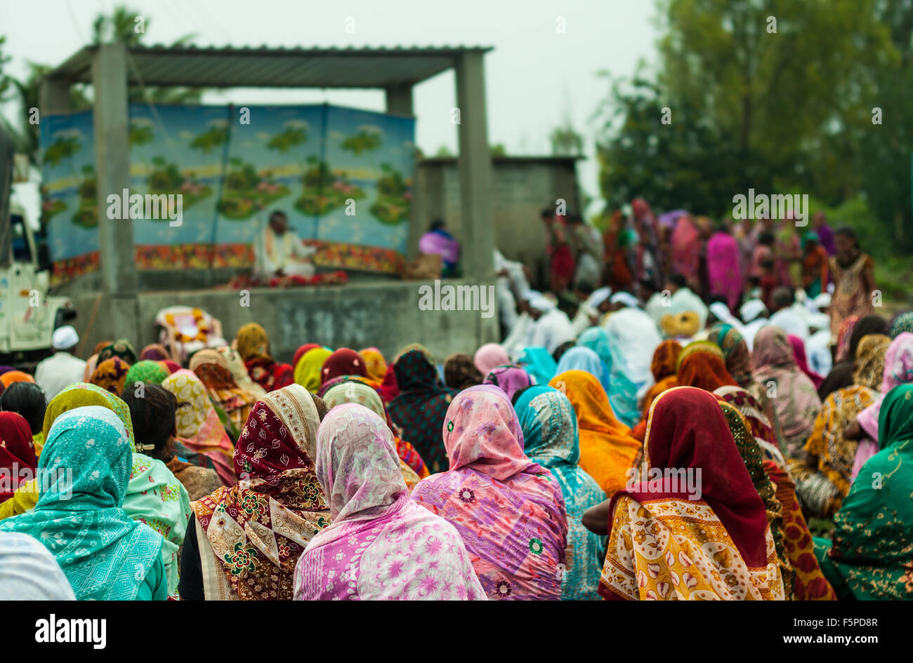 Indian village womenfolk at a public gathering Stock Photo