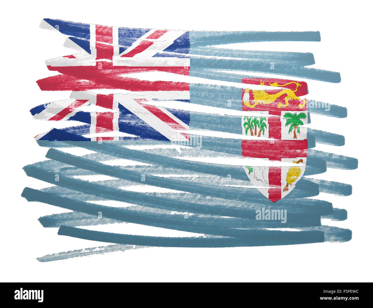 Flag illustration made with pen - Fiji Stock Photo
