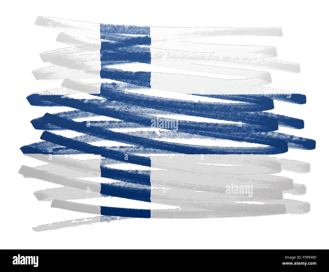 Flag illustration made with pen - Finland Stock Photo