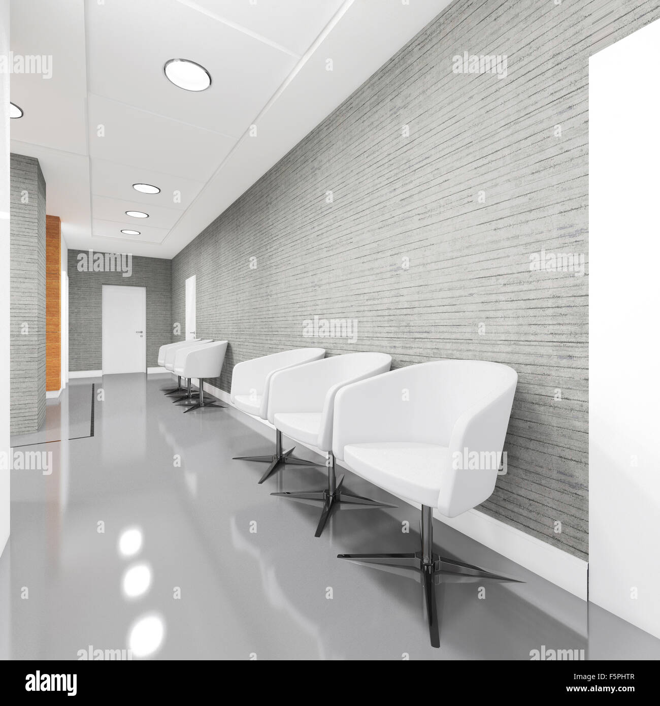 Office Entrance Area interior with armchair 3D illustration Stock Photo
