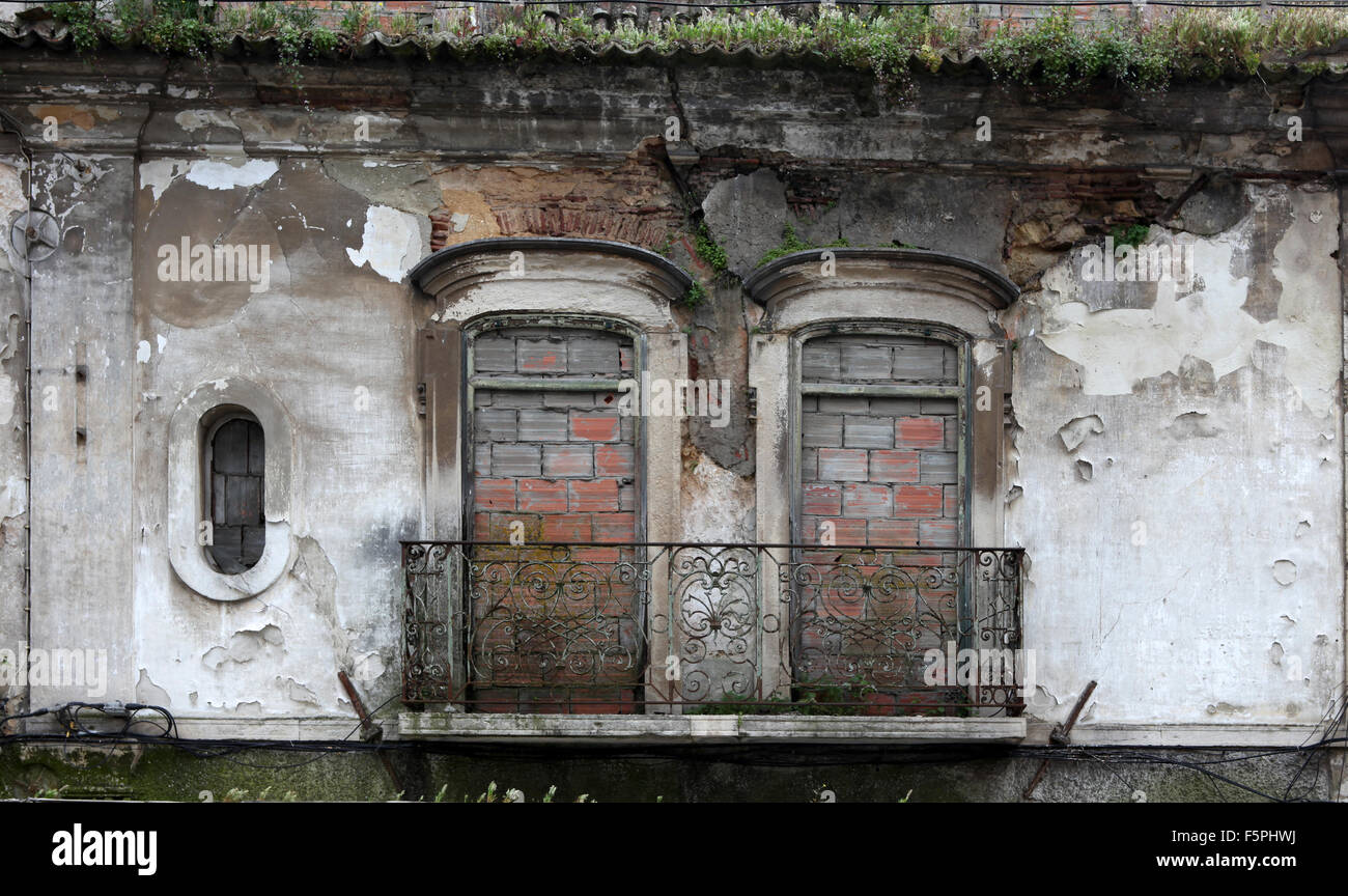 Old windows in Lisbon Stock Photo