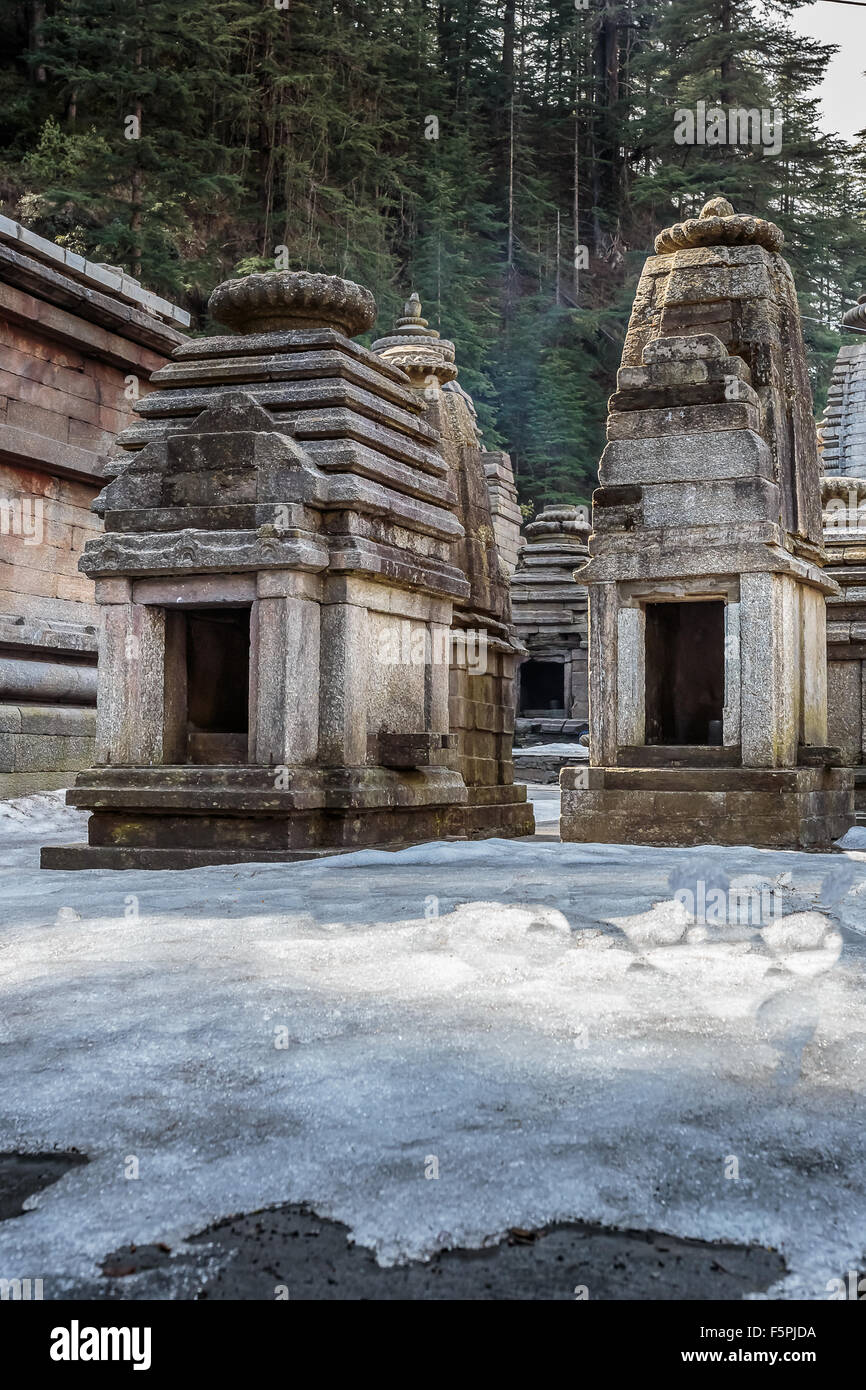 Ancient Hindu temple of Shiva in winter, Uttarakhand, India Stock Photo
