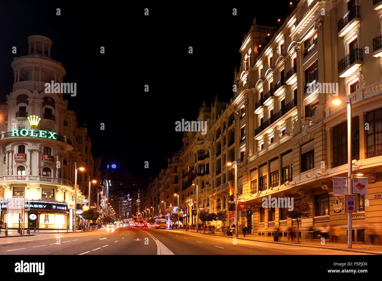 La Gran Via Madrileña, por la noche. Stock Photo