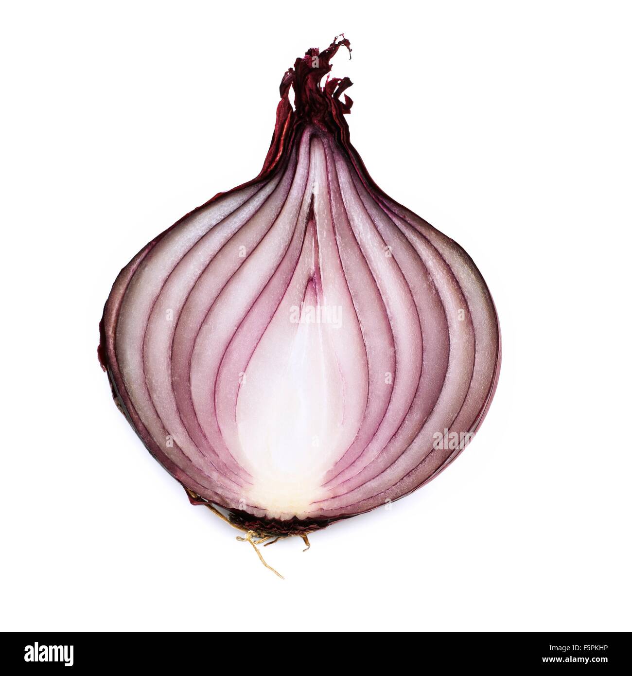 Red onion against a white background. Stock Photo