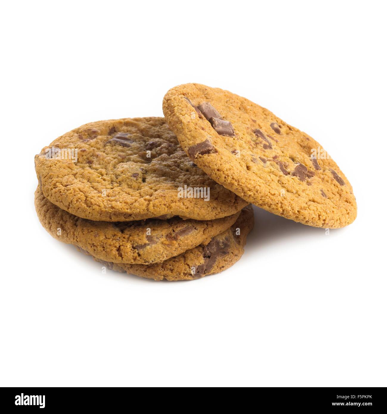 Chocolate chip cookies against a white background. Stock Photo
