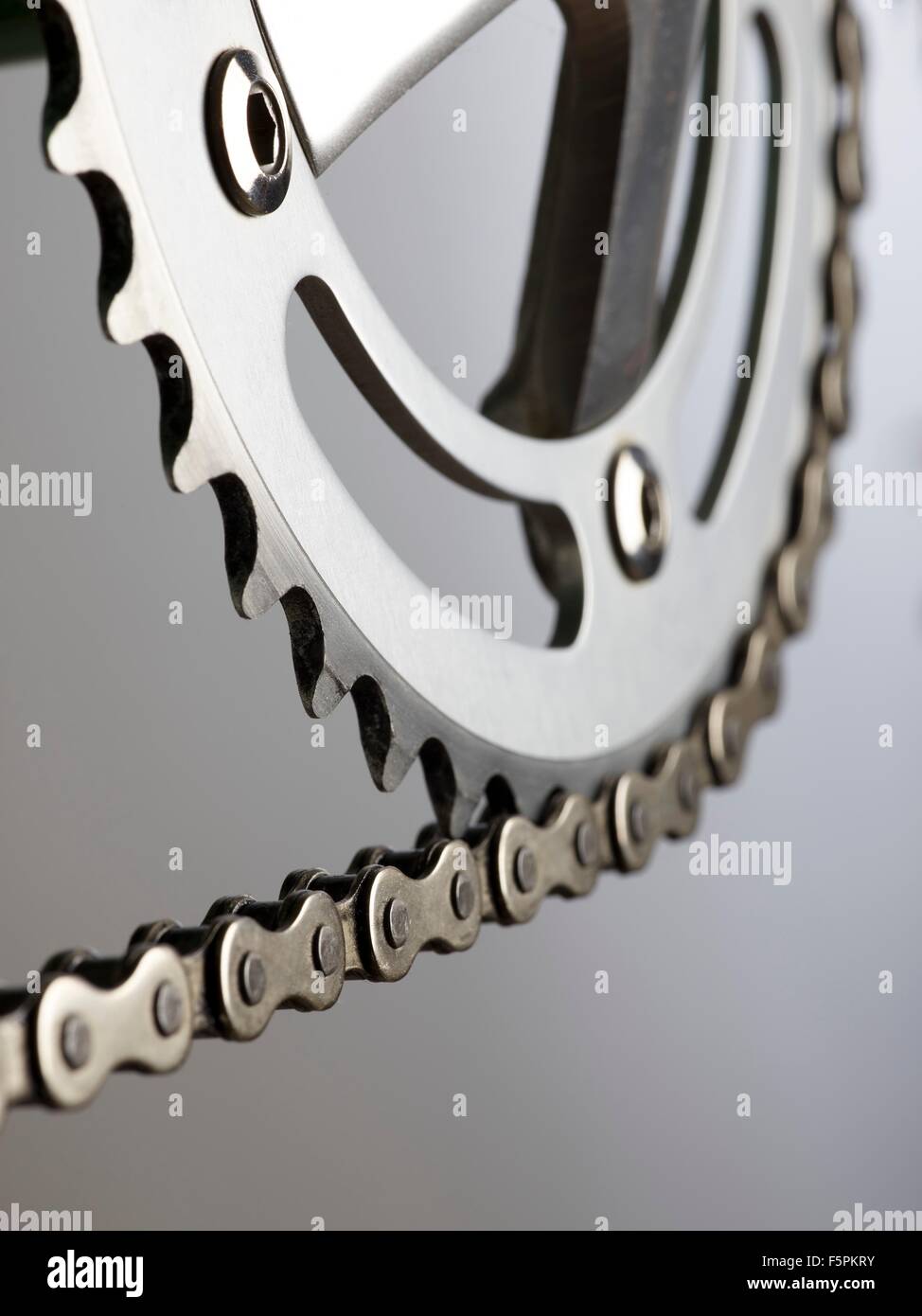 Bicycle chain and crank, close up. Stock Photo