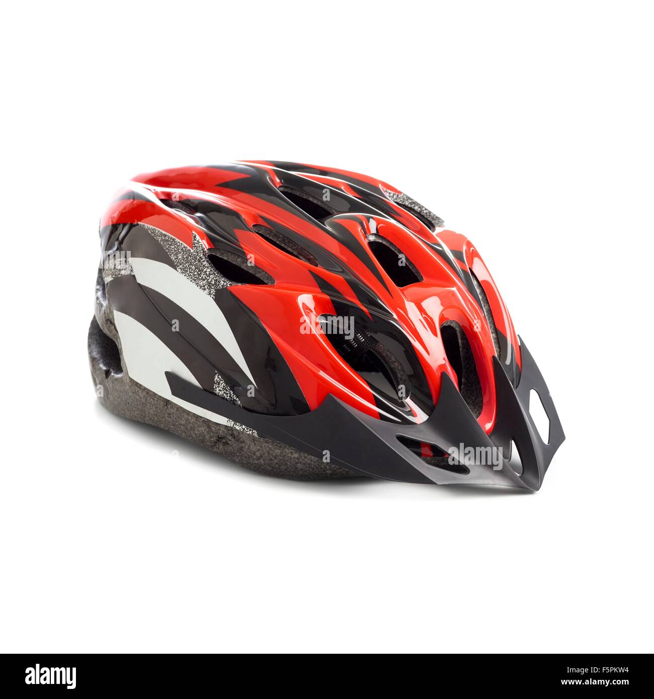 Bicycle helmet against a white background. Stock Photo