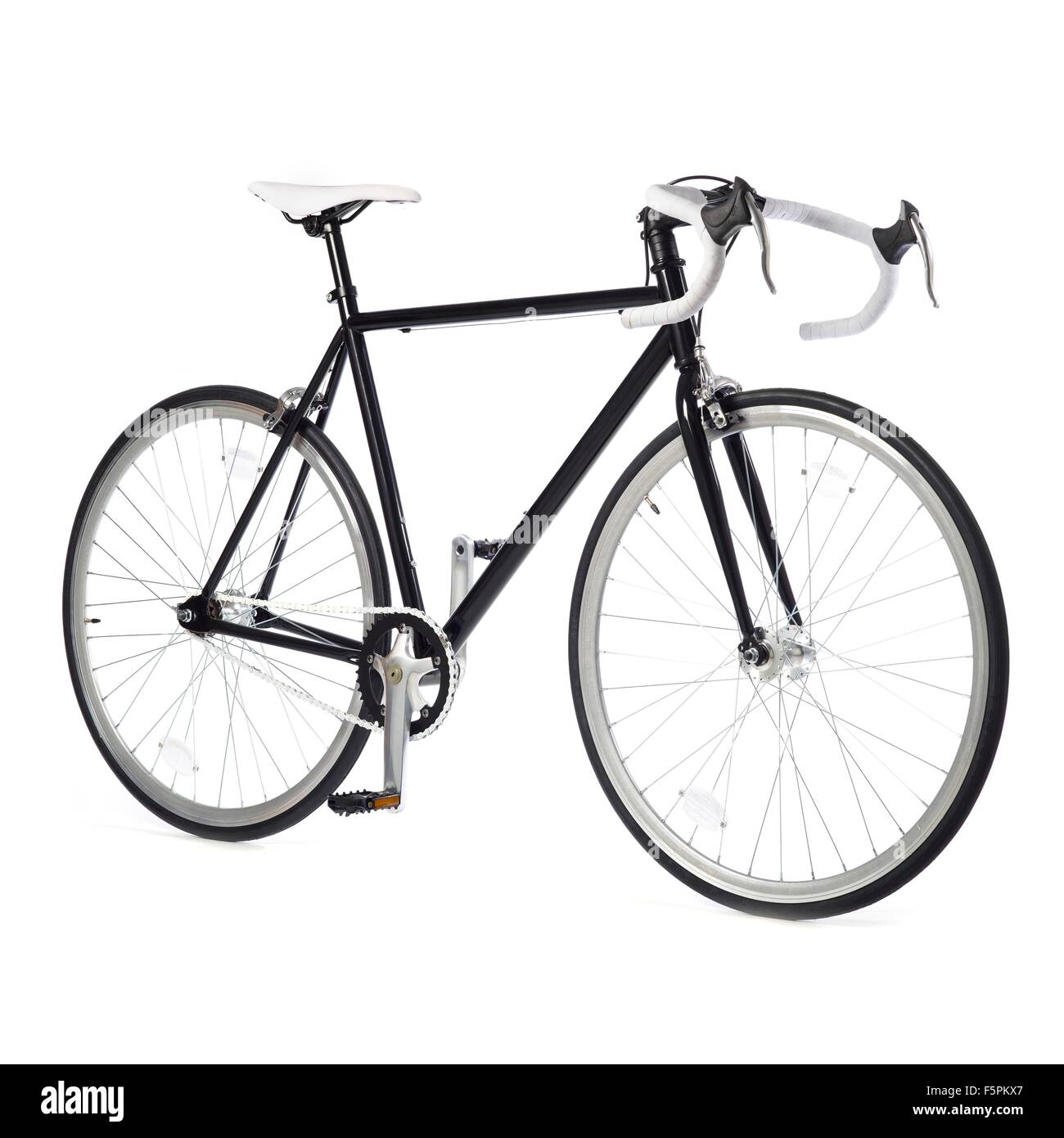 Fixed-gear road bike against a white background. Stock Photo