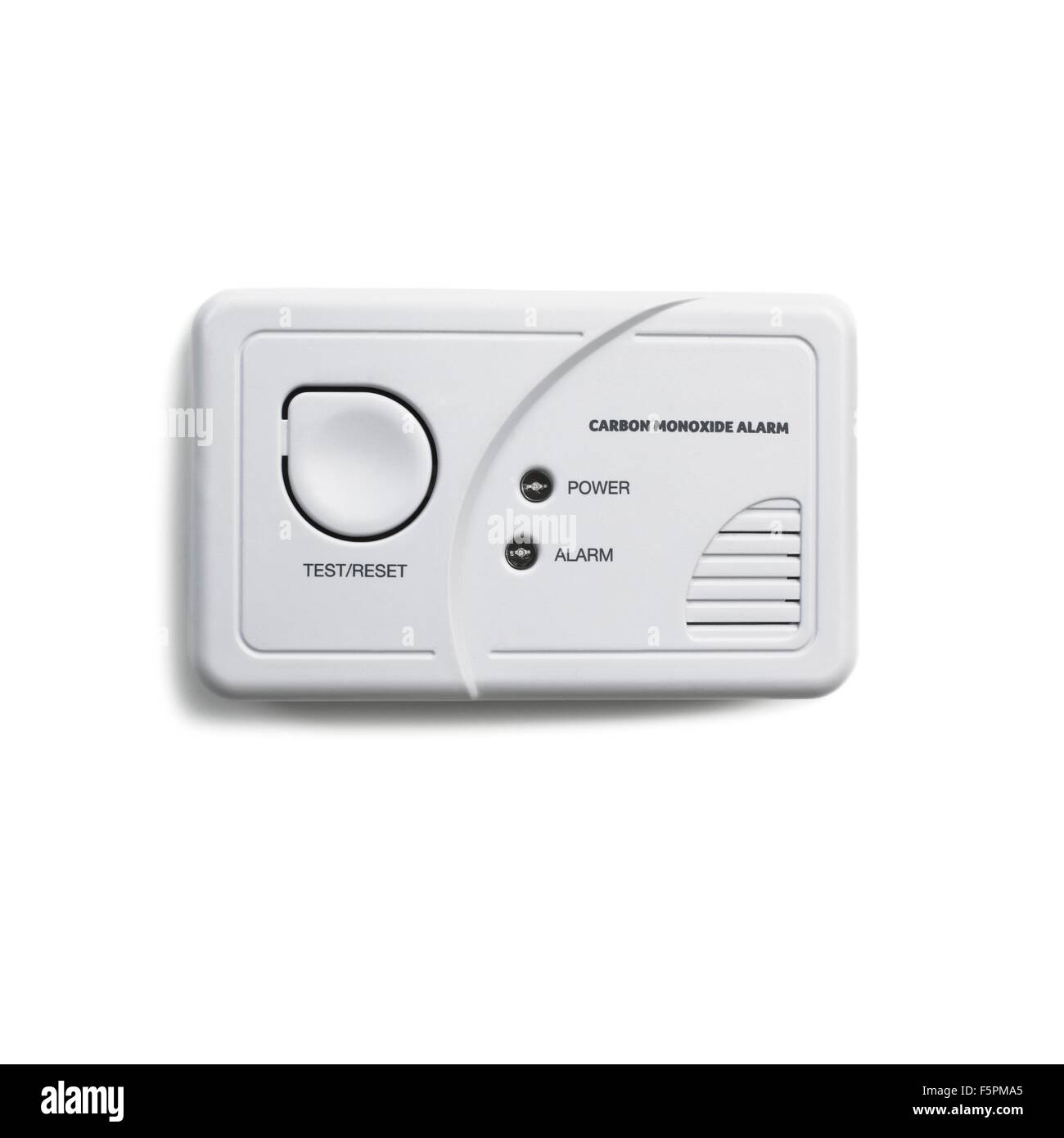 Carbon monoxide alarm against a white background. Stock Photo
