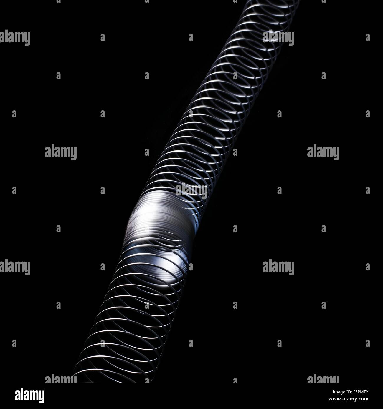 Longitudinal wave in a slinky spring. In longitudinal (or compression) waves the displacement is