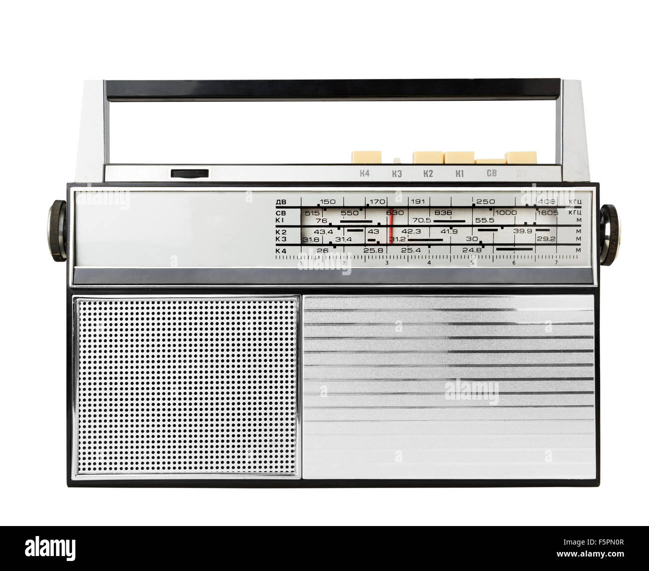 Old fashioned radio isolated on a white Stock Photo
