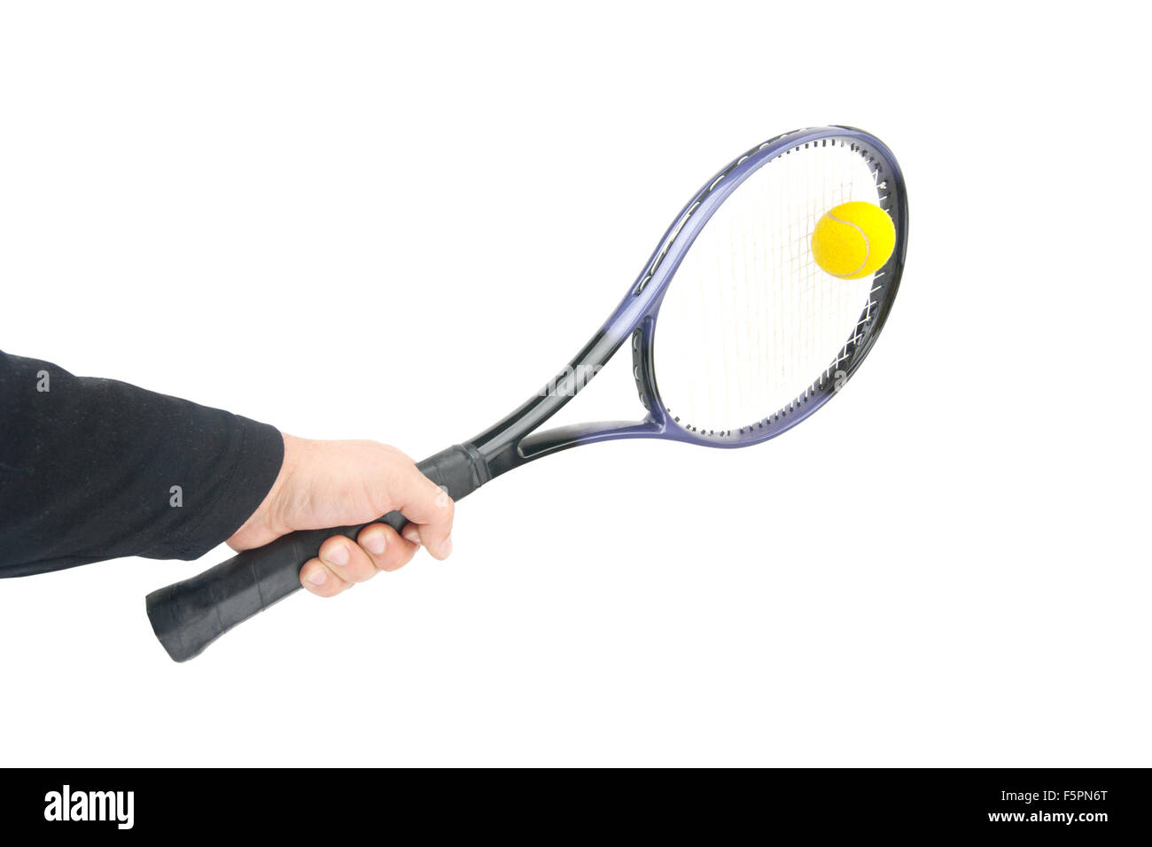 Tennis player hitting the ball. Isolated on white Stock Photo Alamy