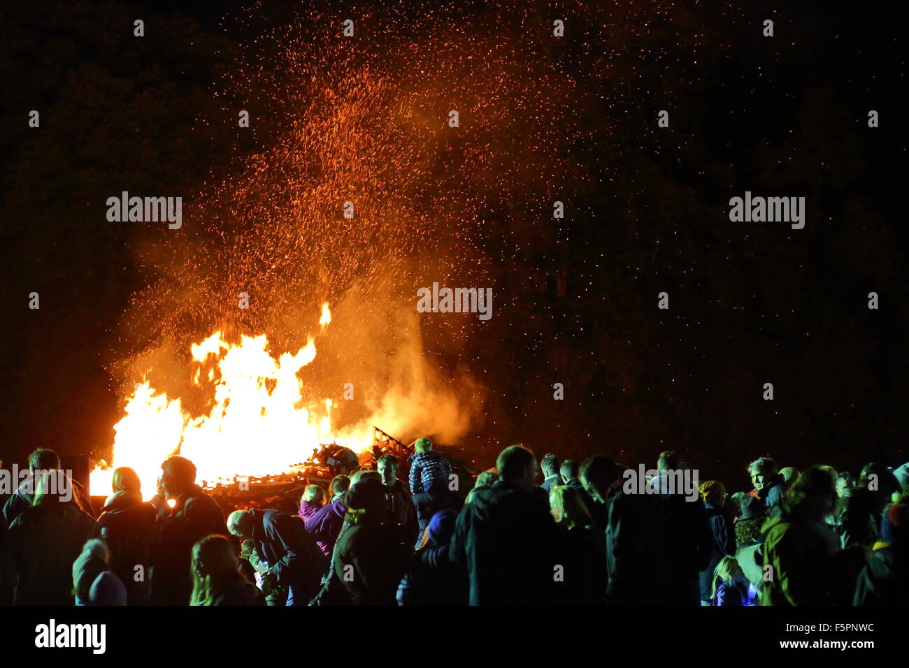 Traditional bonfire in Henley-on-Thames, UK,  to celebrate Guy Fawkes night Stock Photo