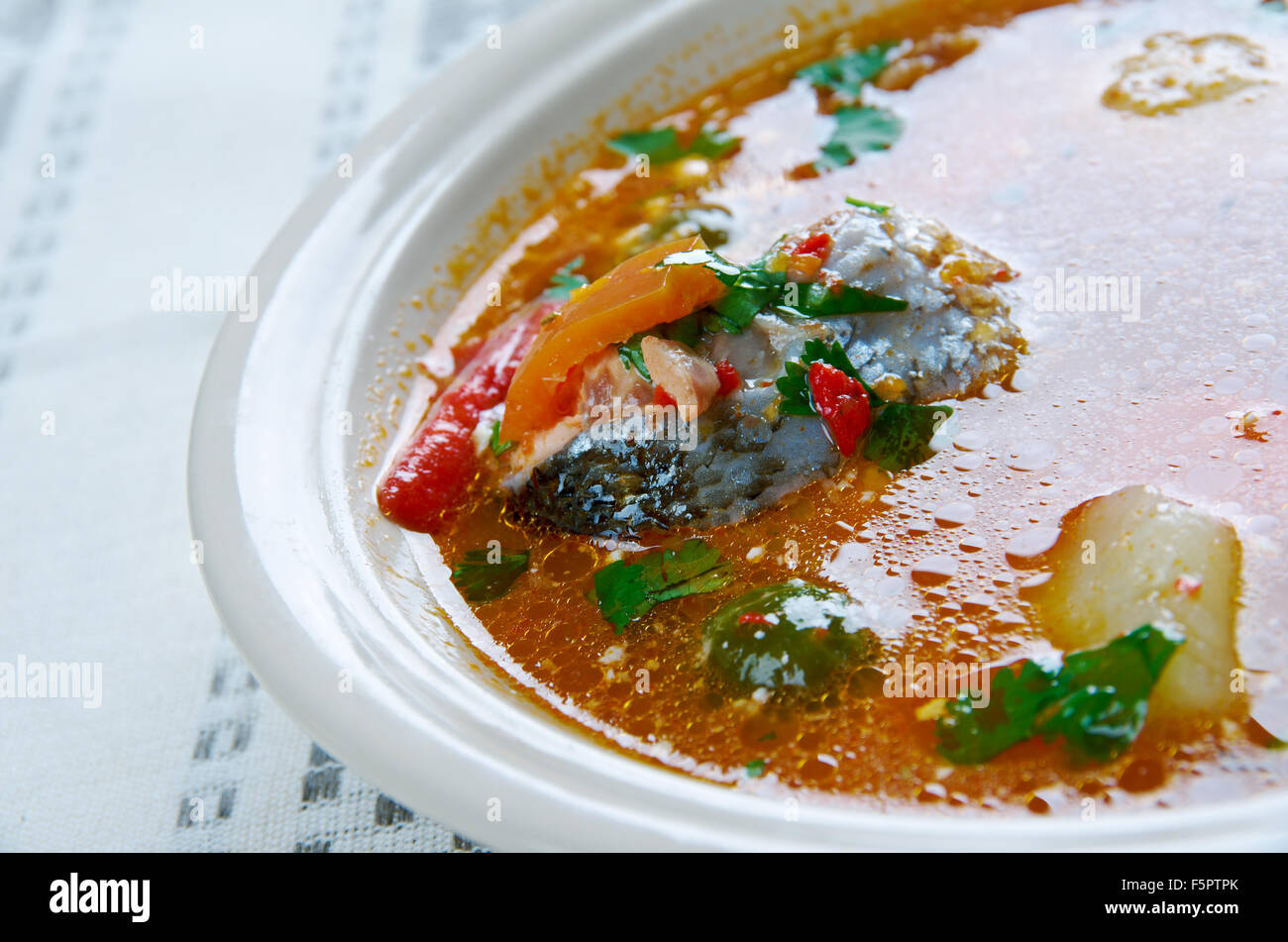 Caldo de Peixe - Angolan fish soup. African cuisine Stock Photo