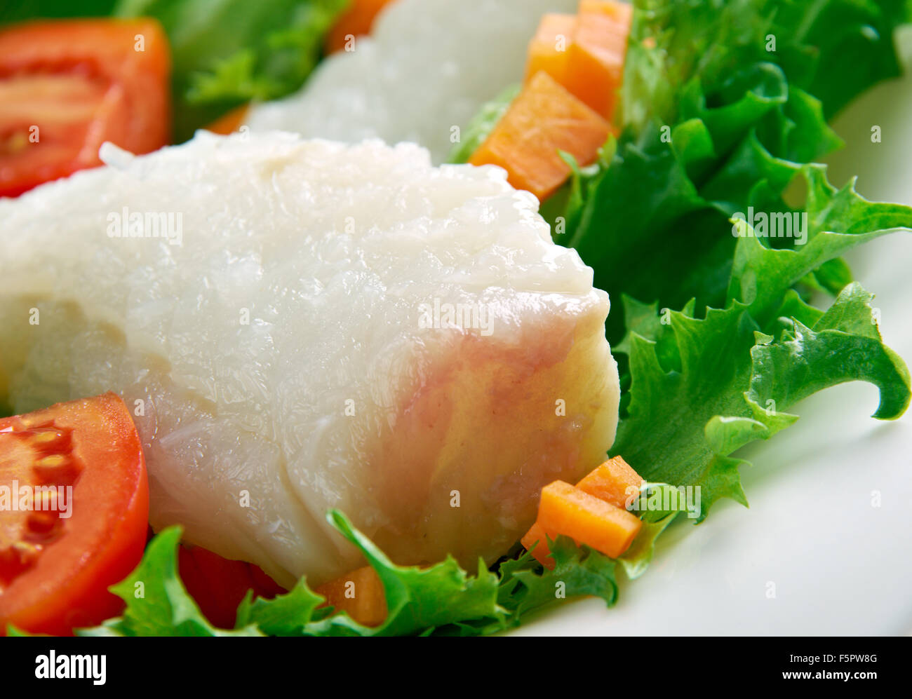 Seared cod salad - Northern Irish dish. Stock Photo