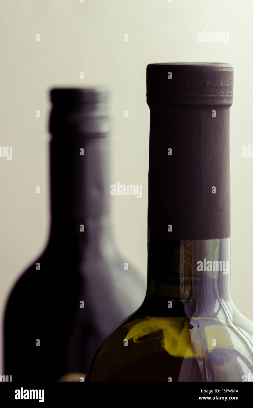 Neck of white wine bottle top Stock Photo