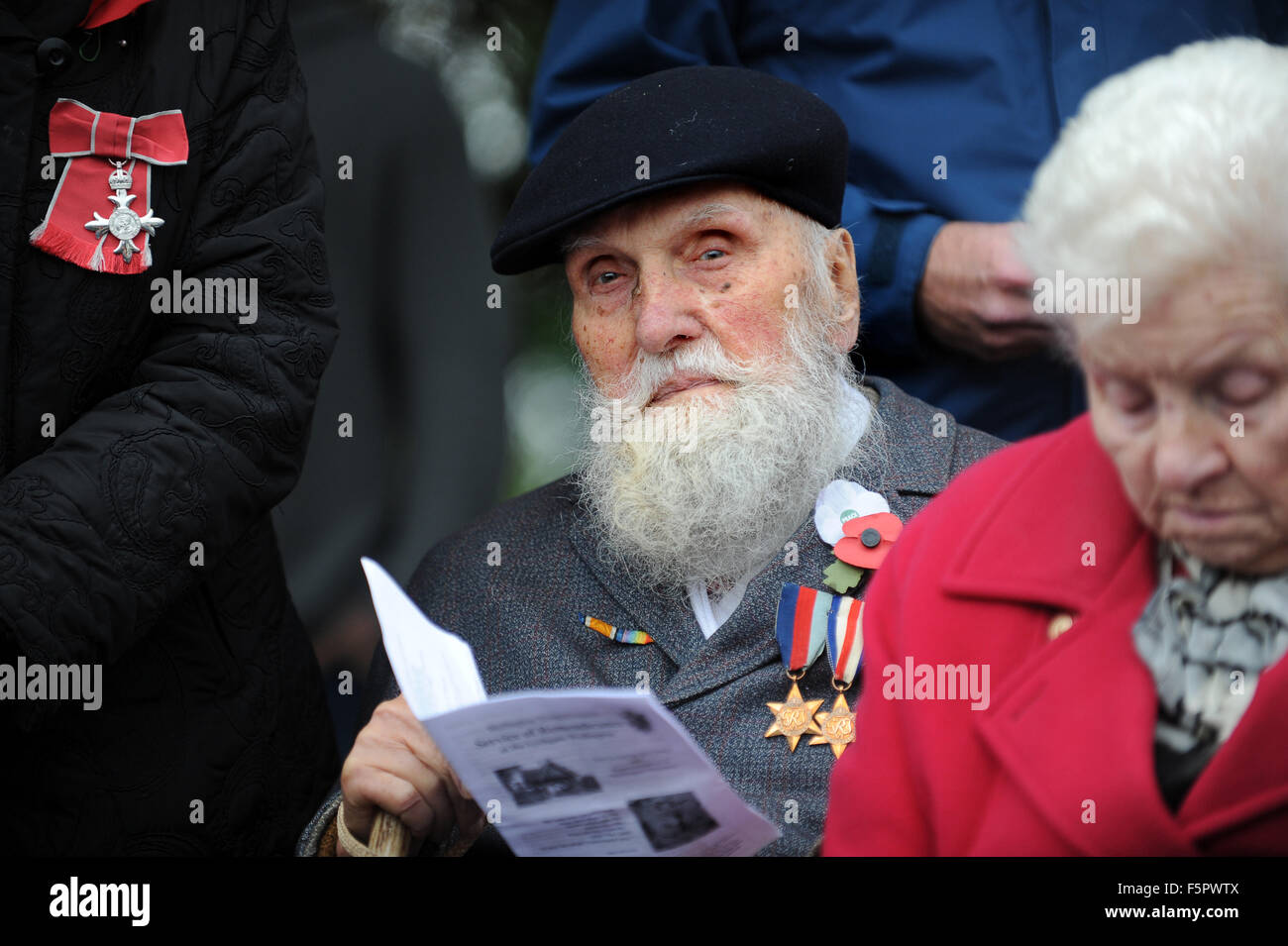 World War II veteran 92 year old George Evans at Remembrance Service. George who is pacifist was sacked from from reading this year's poem at the Remembrance Service in Wellington. Credit:  David Bagnall/Alamy Live News Stock Photo