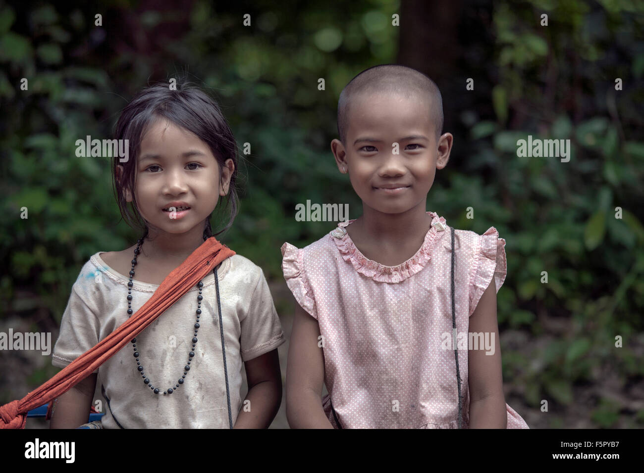 Child street hawkers Cambodia S. E. Asia Stock Photo