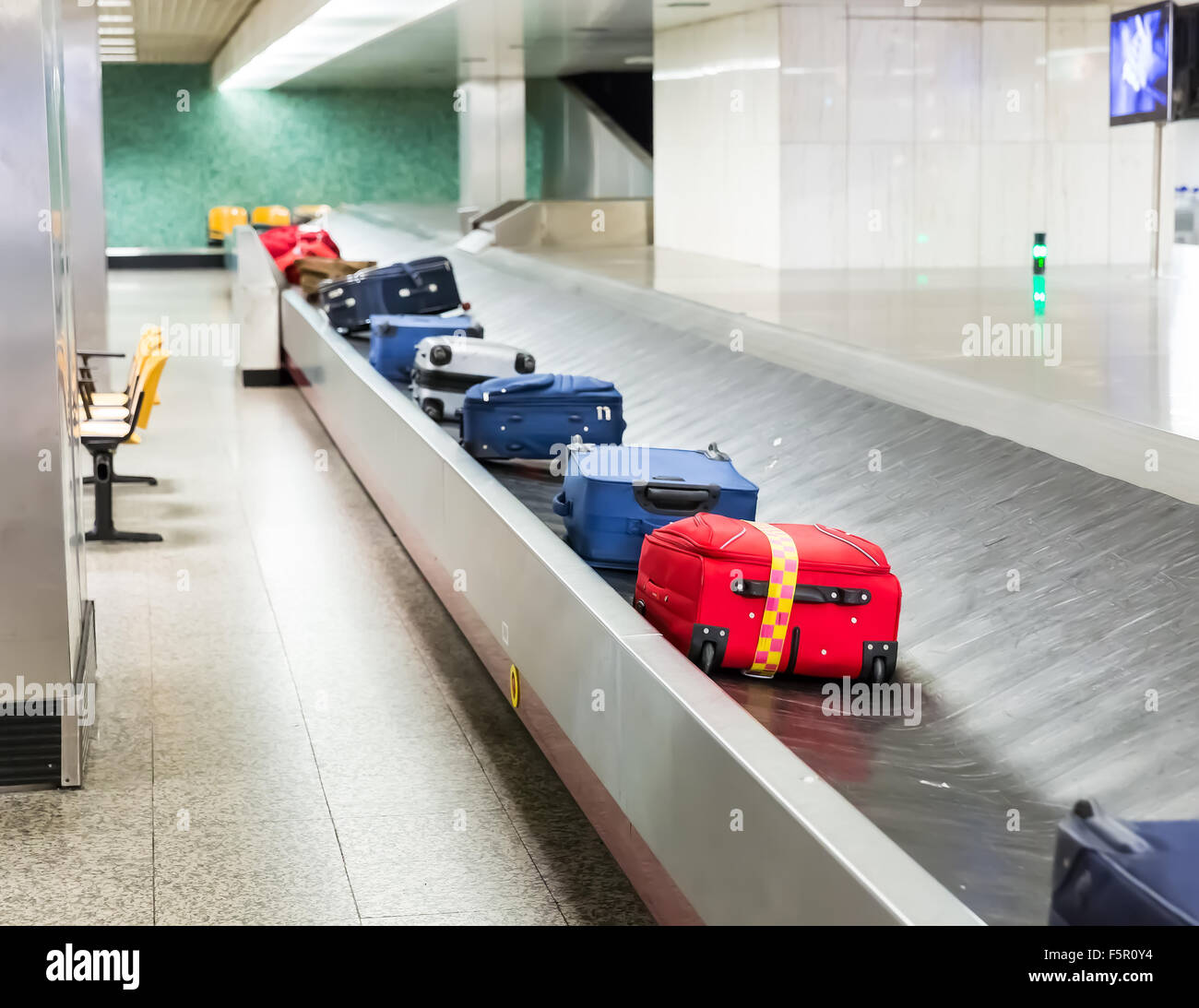 Luggage on the belt in the airport Stock Photo Alamy