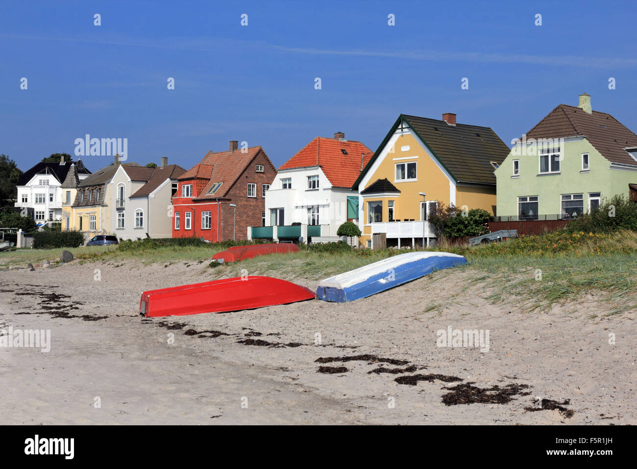 Colourful houses on the beach at Halsskov, Korsør, Zealand, Denmark Stock  Photo - Alamy