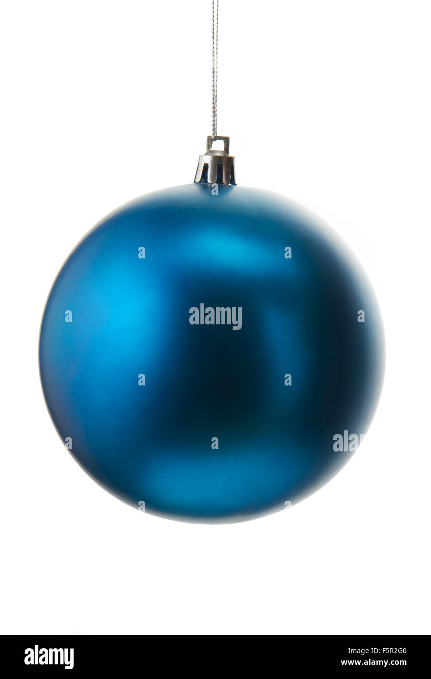 Blue christmas ball isolated on white background Stock Photo - Alamy