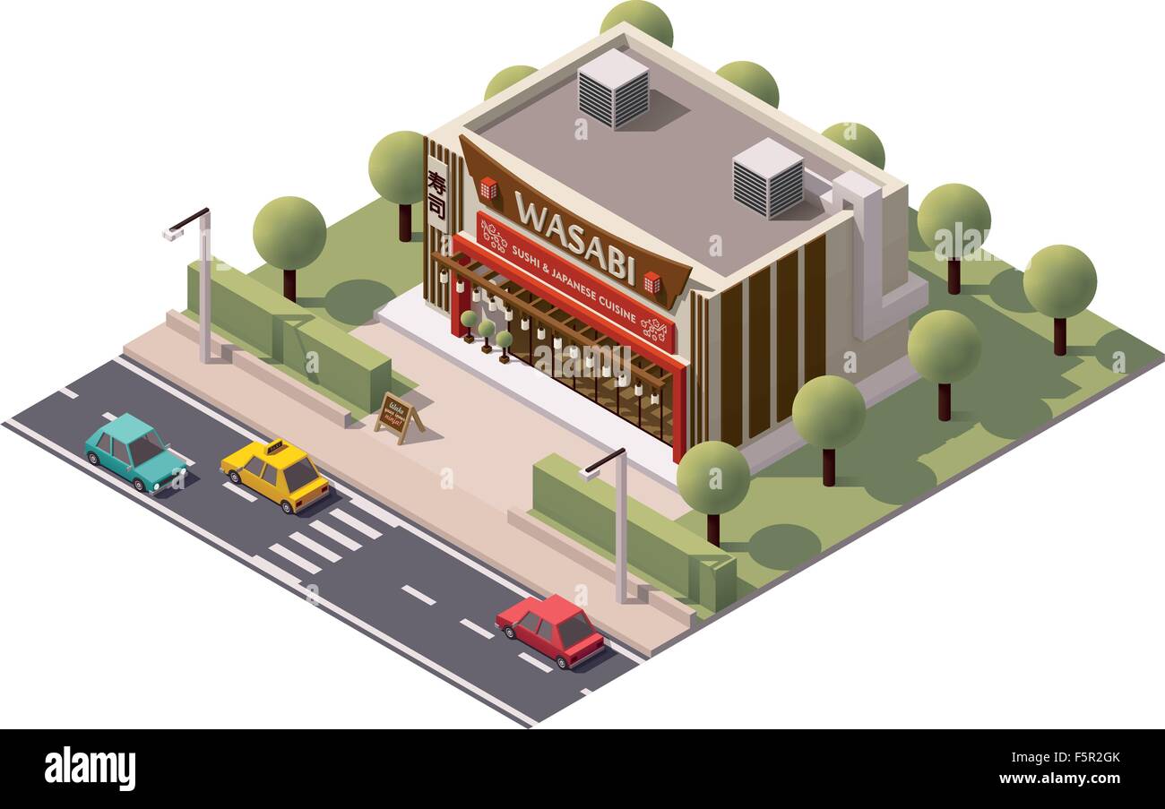 Vector isometric sushi restaurant Stock Vector Image & Art - Alamy