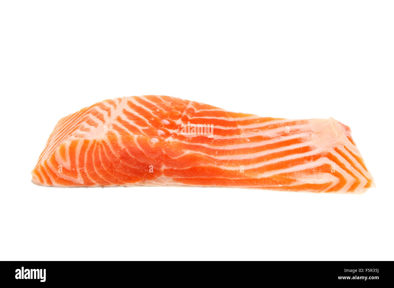 Raw sea trout fillet isolated against white Stock Photo