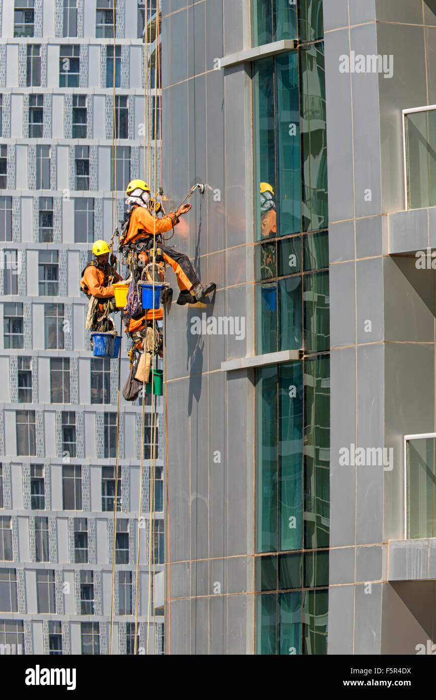 Window Cleaning Crew in Dubai Marina, UAE Stock Photo Alamy