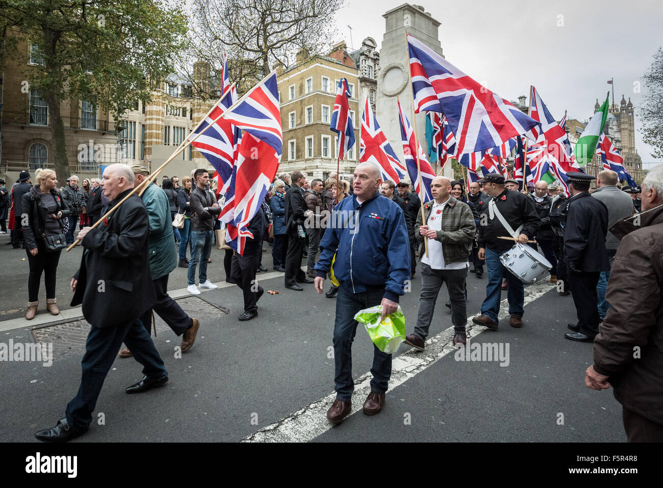 London, UK. 8th Nov, 2015. Far right National Front march to Cenotaph ...
