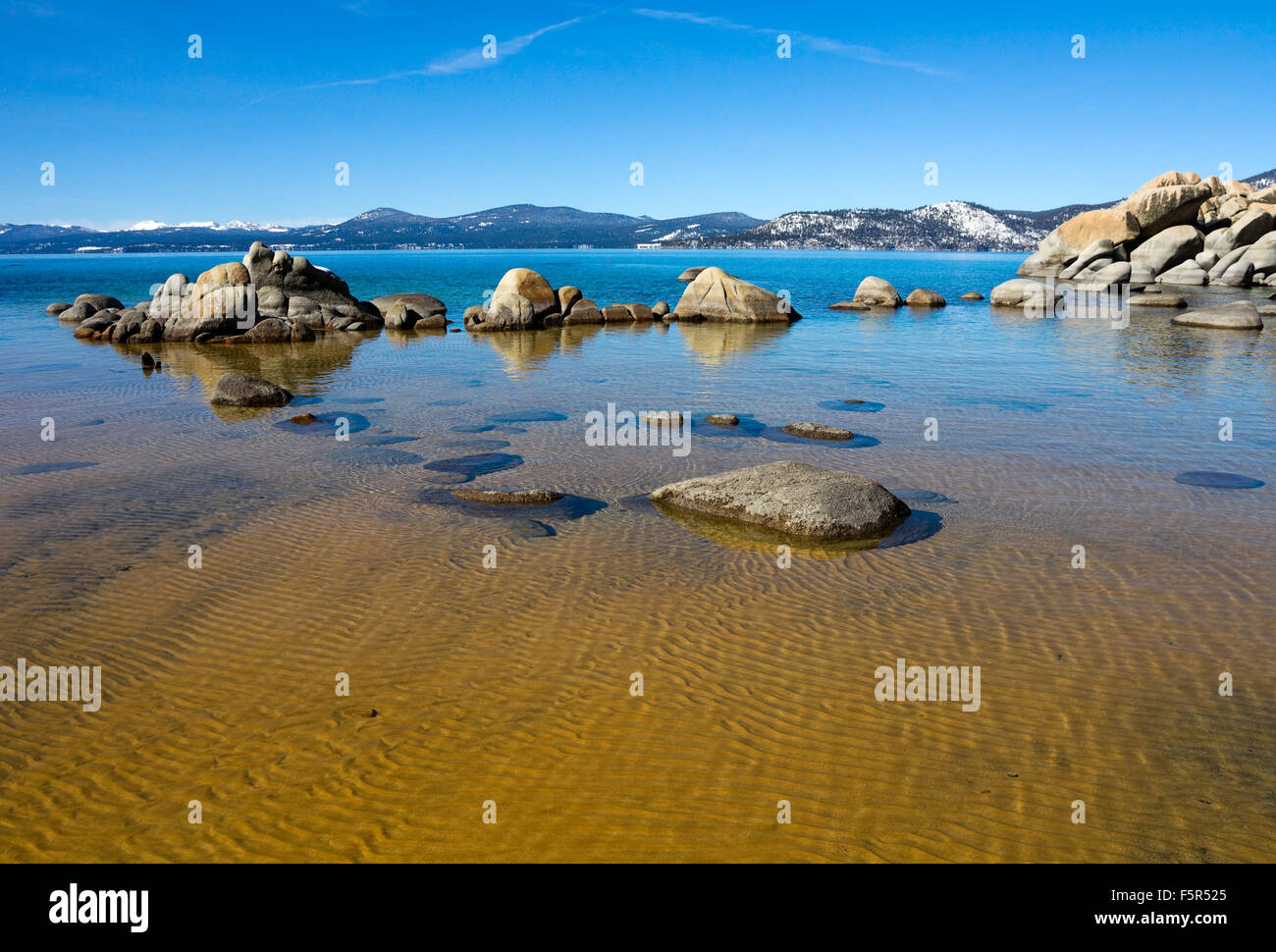 Big rocks in Lake Tahoe Stock Photo