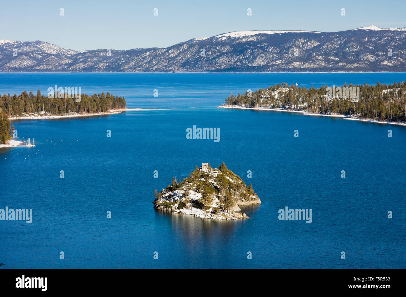 Emerald Bay in the winter, Lake Tahoe Stock Photo