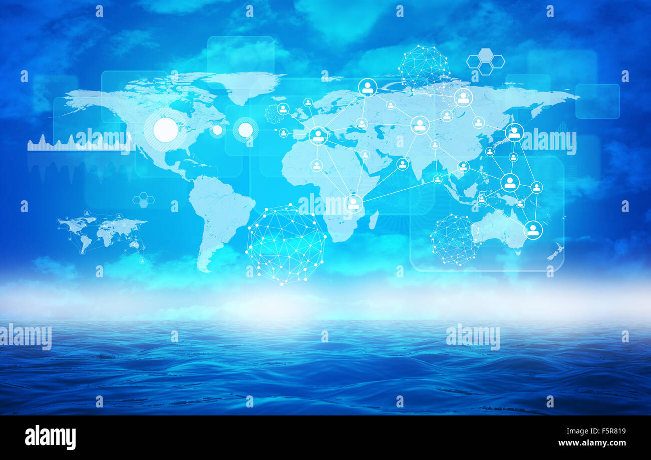 Abstract background with sea and graphs Stock Photo - Alamy