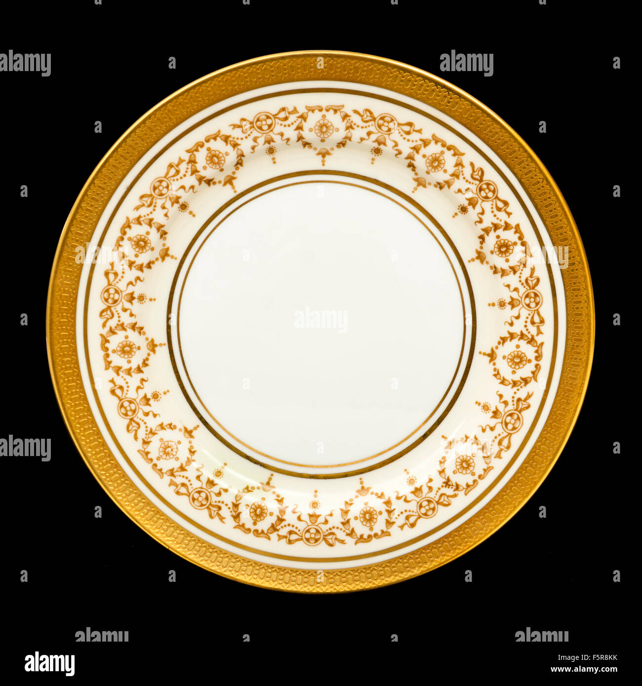 Vintage 'Gold Dowery' dinner plate by Aynsley Pottery, Longton, England Stock Photo